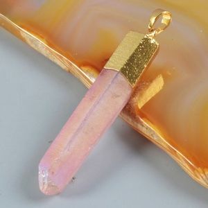 3/$20...Pink Titanium Quartz Crystal Necklace